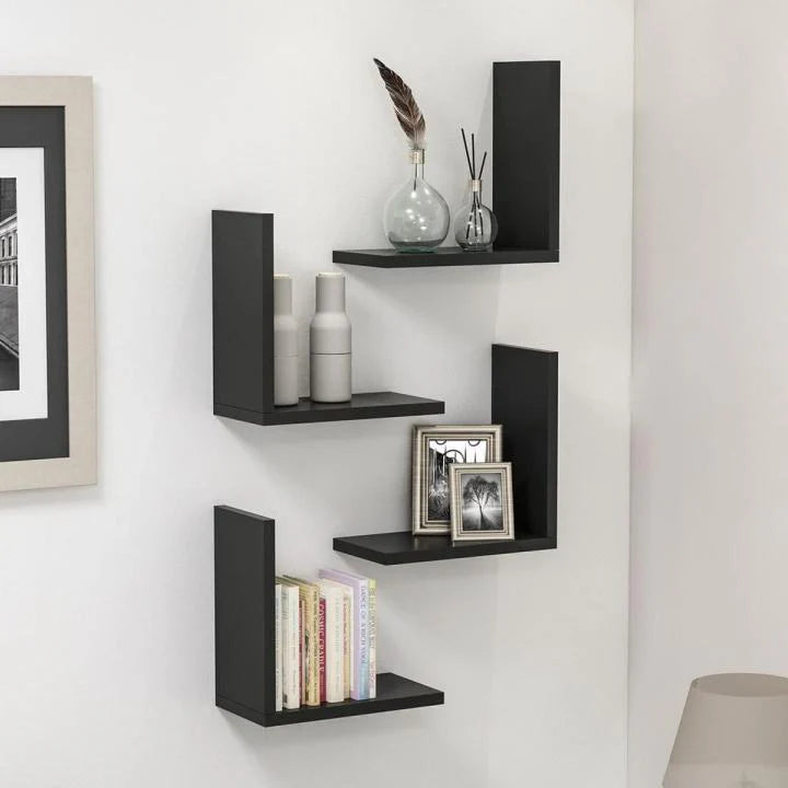 New L shaped Wall Shelves (set of 4) wall decoration shelves floating shelves display rack home tier office decorate