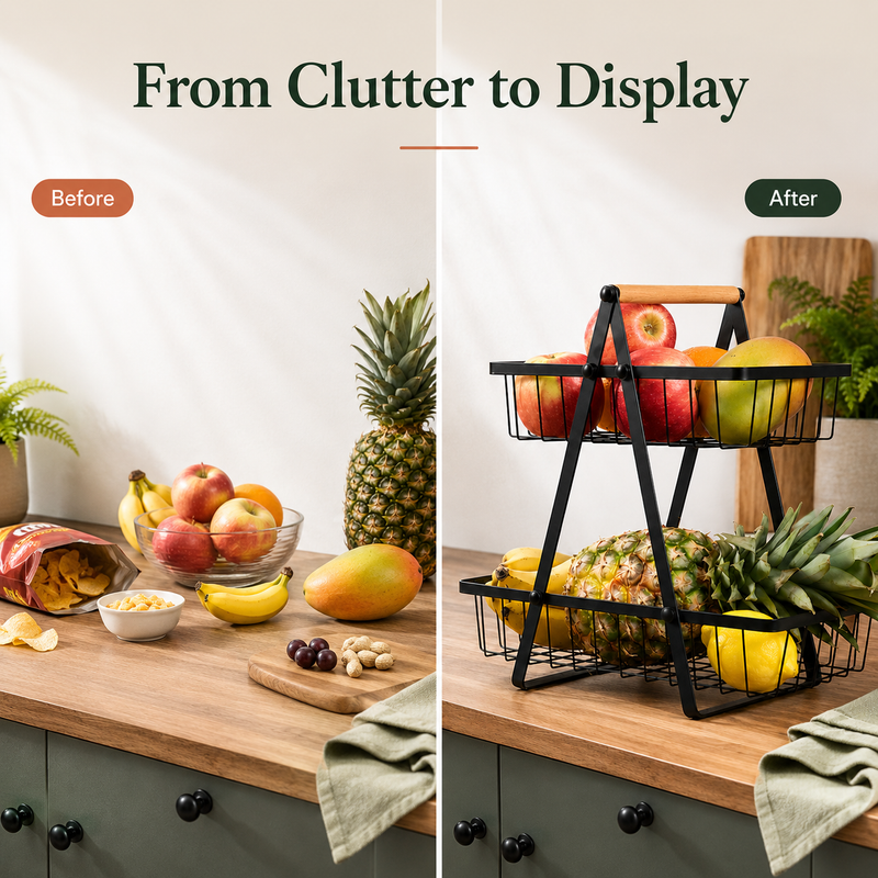 2-Tier Carry and Serve Fruit Basket
