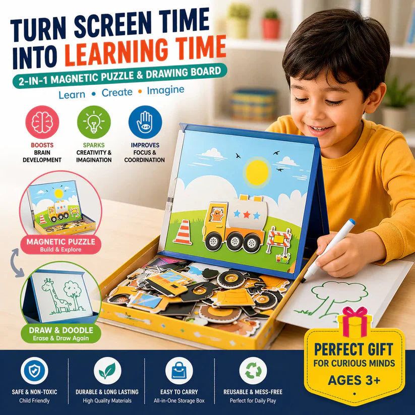 Magnetic 3D Puzzle Board with Marker For Kids Learning, Creativity & Cognition Development